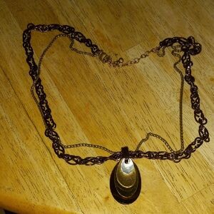 Chico's Gold and Brown Layered Pendant Necklace